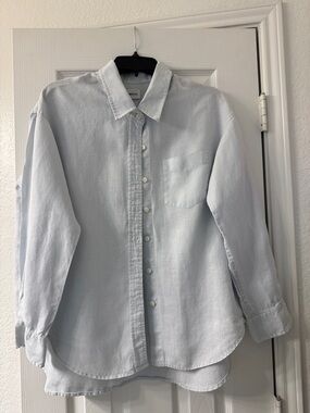 Wilfred Free Light Blue Casual Button-Down Shirt